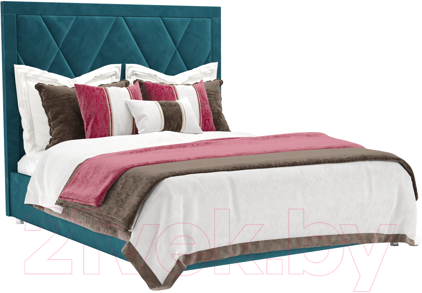 Полуторная кровать Mebel-Ars Треви 140 (бархат сине-зеленый Star Velvet 43 Black Green) - фото