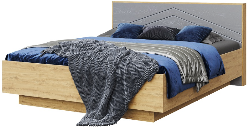 Двуспальная кровать Мебель-КМК 1600 Тиана КМК 0967.3 (дуб наварра/графит) - фото