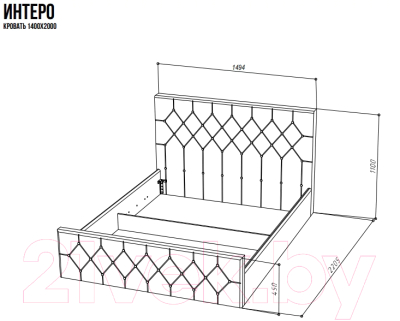 Каркас кровати НК Мебель Интеро 140x200 / 72306766 (велюр индиго)