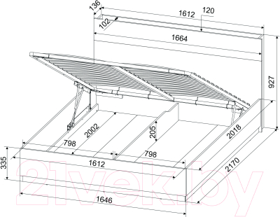 Двуспальная кровать Интерлиния Loft LT-К160 160x200 (дуб золотой/антрацит)