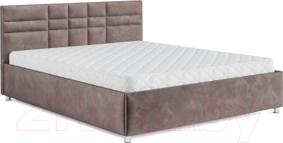 Двуспальная кровать Mebel-Ars Нью-Йорк 160 (бархат серо-шоколадный Star Velvet 60 Coffee)