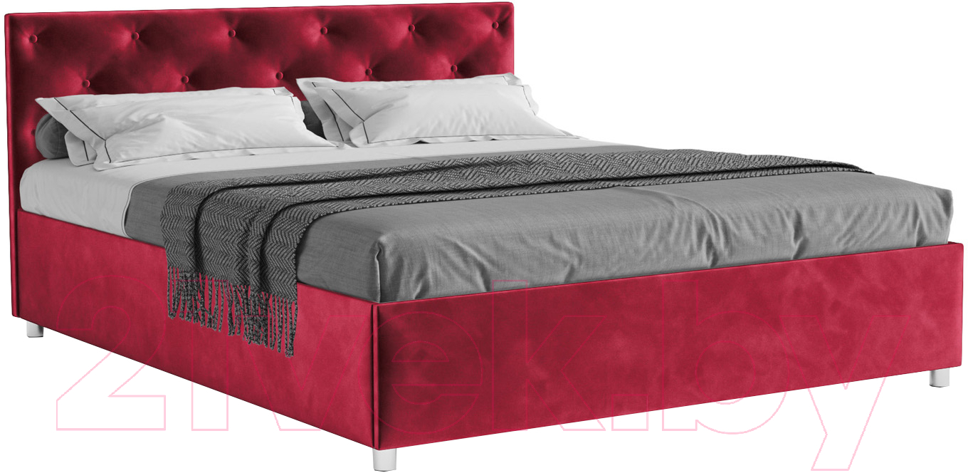 Двуспальная кровать Mebel-Ars Классик 160 (бархат красный Star Velvet 3 Dark Red) - фото