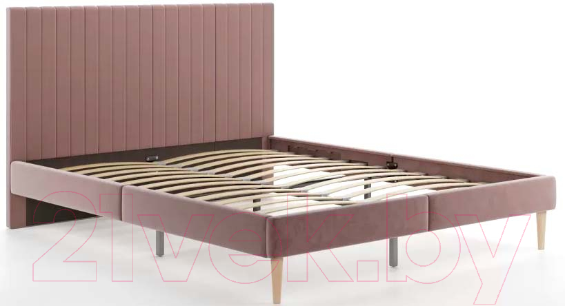 Двуспальная кровать Monofix Амма 160x200 (светло-коричневый №6) - фото