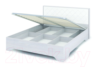 Двуспальная кровать Стендмебель Сальма КР-026 с ПМ (белый глянец/ясень анкор)