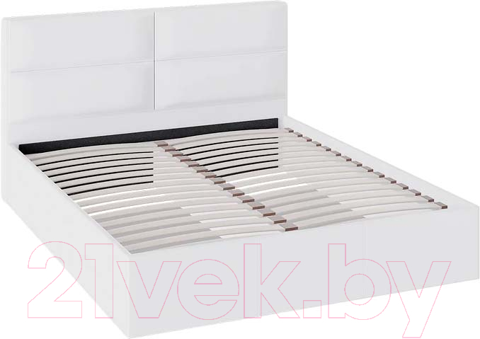 Двуспальная кровать ТриЯ Глосс СМ 319.01.02 с ПМ и заглушиной 160x200 (белый) - фото