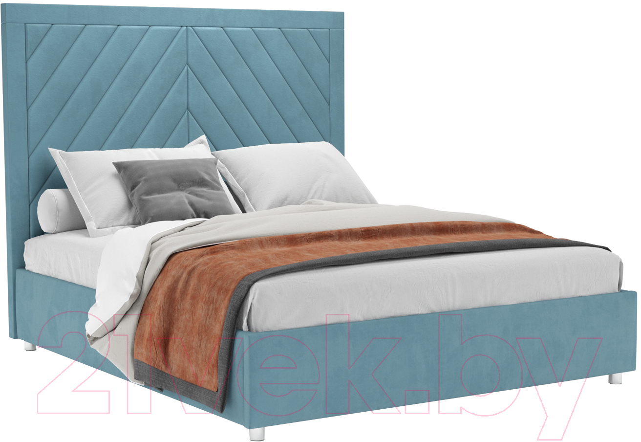Двуспальная кровать Mebel-Ars Мишель 160 (голубой/Luna 089) - фото