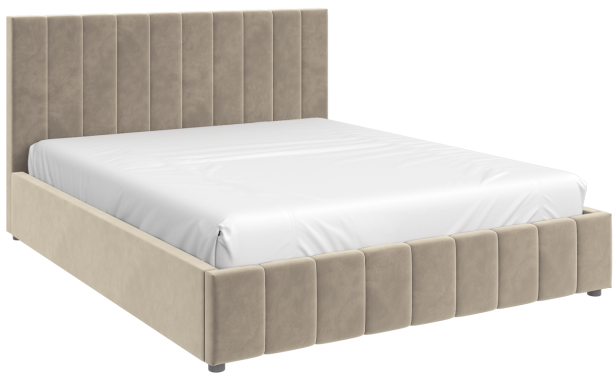 Двуспальная кровать Bravo Мебель Нельсон Вертикаль 160x200 с ПМ Стандарт 3 вариант (серо-бежевый) - фото