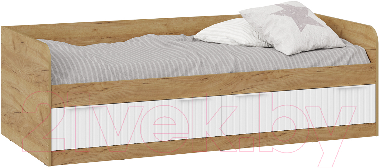 Кровать-тахта ТриЯ Хилтон комбинированная 90x200 (дуб крафт золотой/белый матовый) - фото