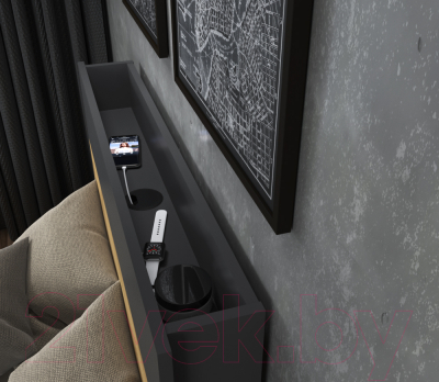 Односпальная кровать Интерлиния Loft LT-К90 90x200 (дуб золотой/антрацит)