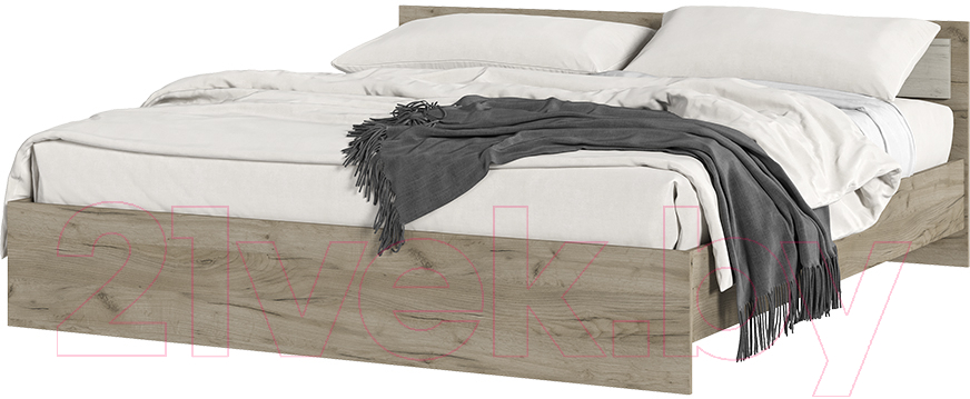 Двуспальная кровать Стендмебель Гармония КР 610 180x200 (дуб крафт белый/дуб крафт серый) - фото