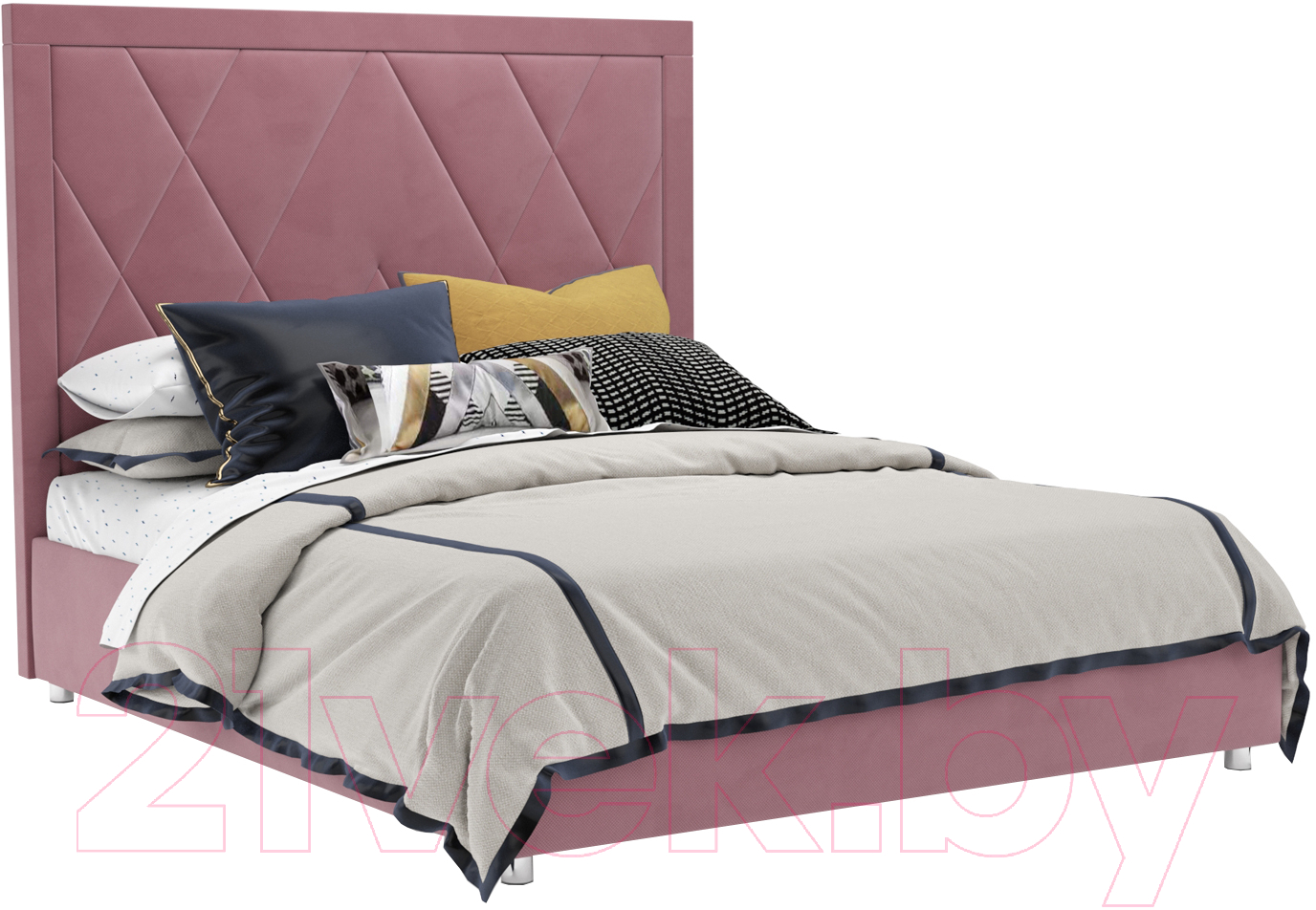 Двуспальная кровать Mebel-Ars Треви 160 (велюр пудра НВ-178 18) - фото