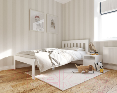 Полуторная кровать БАМА Массив Флоренция 120x200 ольха (белый)