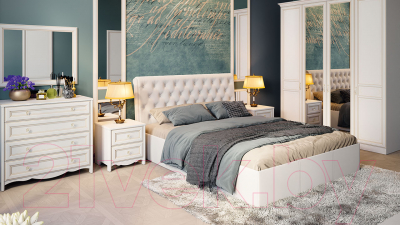 Двуспальная кровать ТриЯ Скарлет универсальная тип 1 с ПМ 160x200 (велюр бежевый)