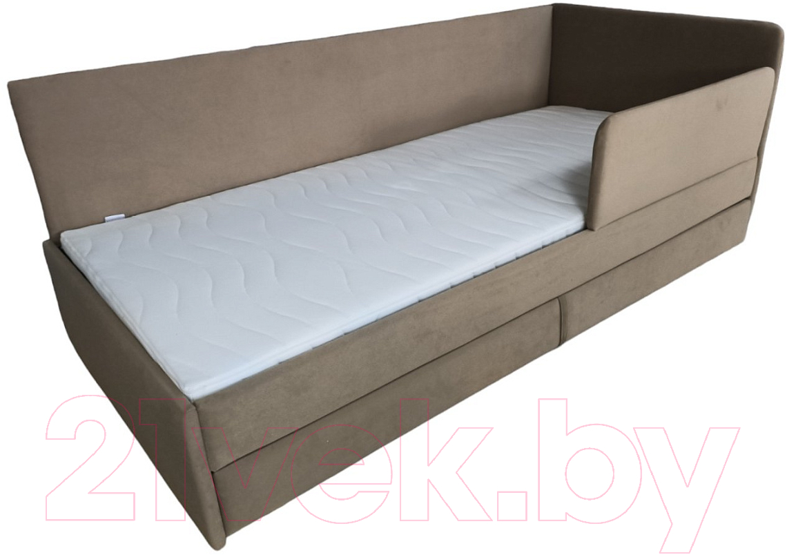 Кровать-тахта Szynaka Meble Лола 90x200 (велюр Kiton 717 светло-коричневый) - фото