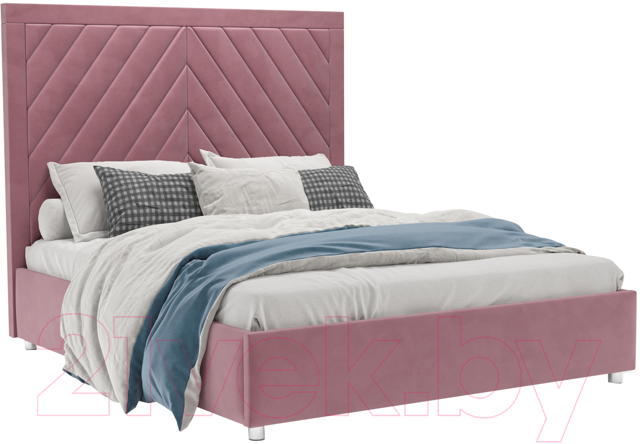 Полуторная кровать Mebel-Ars Мишель 140 (велюр пудра НВ-178 18) - фото