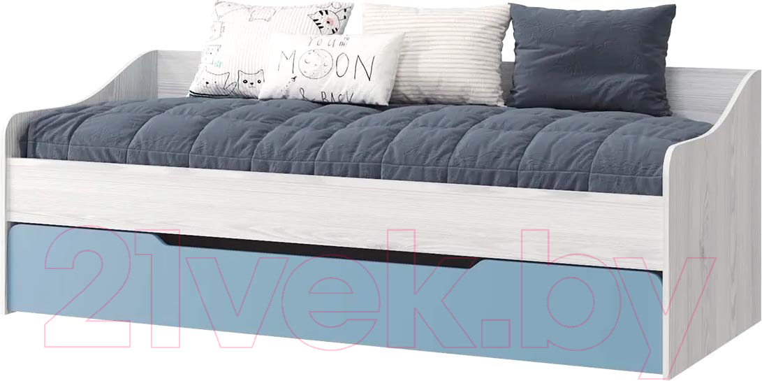 Кровать-тахта MLK Стич 2052x732x866 (анкор светлый/серо-голубой) - фото