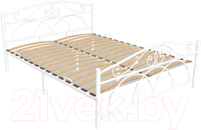 Полуторная кровать Князев Мебель Морена МНА.140.190.Б (белый муар) - фото