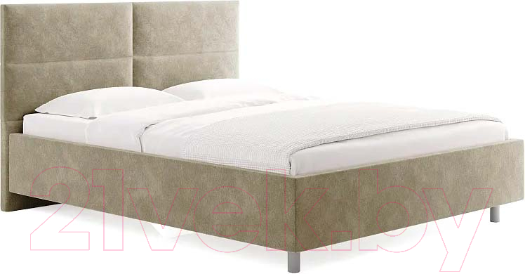 Каркас кровати Сонум Omega 200x200 (микровелюр кремовый) - фото