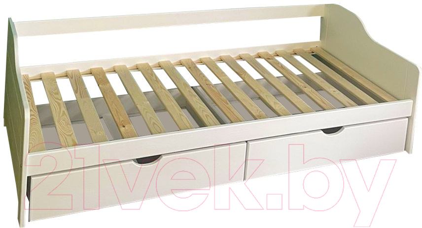 Кровать-тахта EcoWood Бонни 80х200 с ящиками / ECO.001.00004.80-200.W - фото