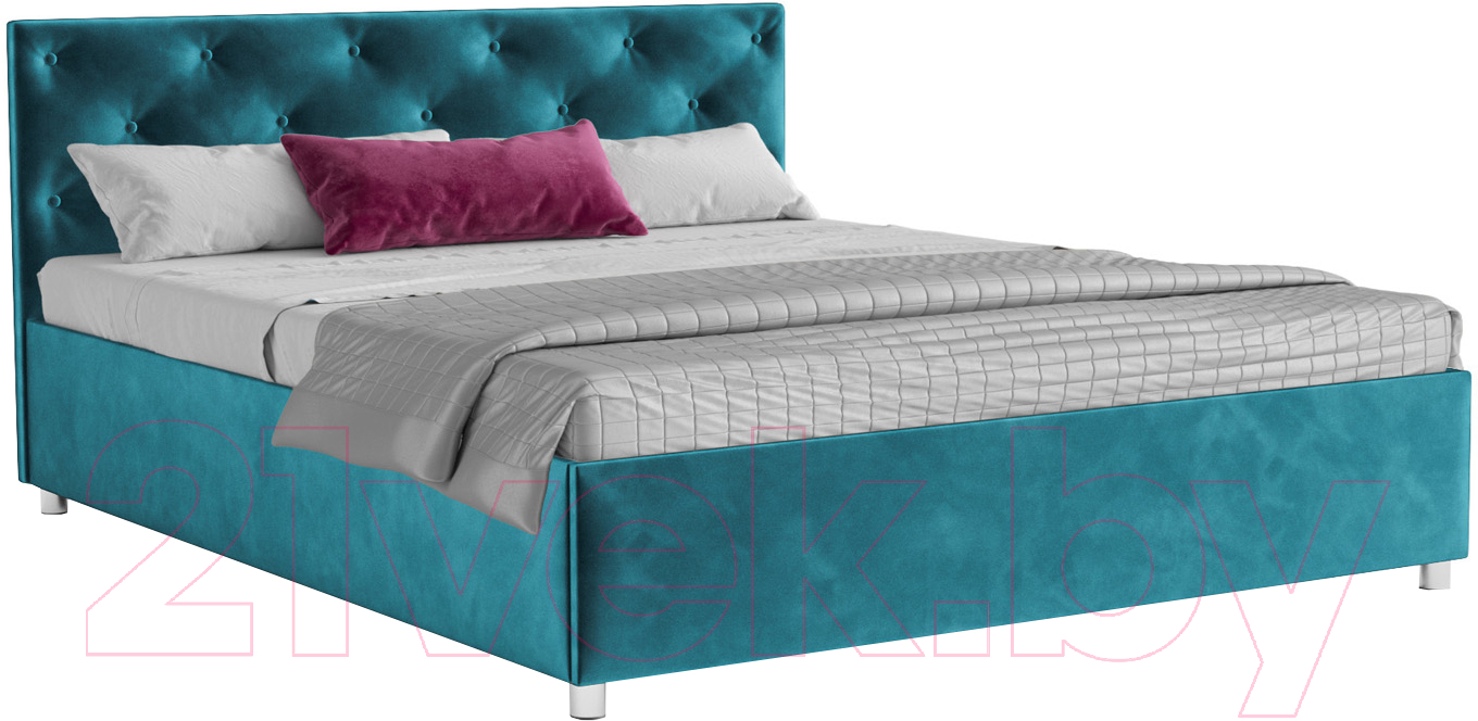 Полуторная кровать Mebel-Ars Классик 140 (бархат сине-зеленый Star Velvet 43 Black Green) - фото