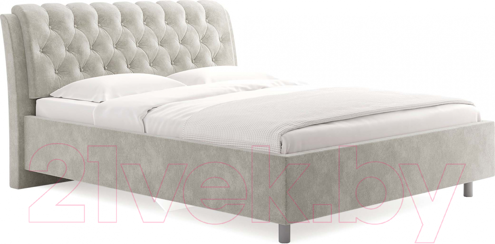 Каркас кровати Сонум Olivia 200x200 (микровелюр светло-серый) - фото