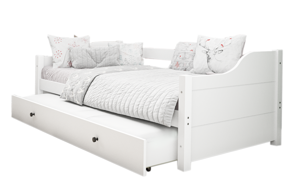 Кровать-тахта EcoWood Бонни 80x200 с выкатным спальным местом / ECO.001.00005.80-200.W - фото