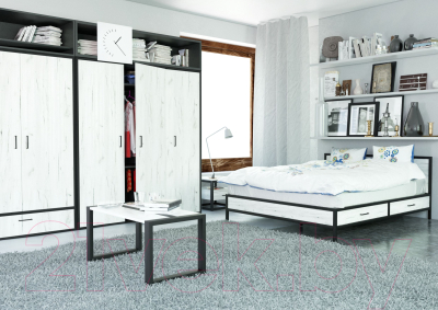 Двуспальная кровать Millwood Neo Loft КМ-3.6 Л 208х182х93