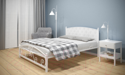 Двуспальная кровать Князев Мебель Бали БИ.160.190.Б (белый муар)