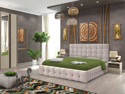 Полуторная кровать Асмана Двойная-3 120x200 (саванна крем)