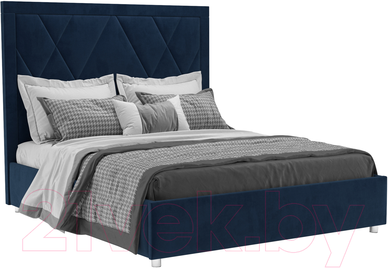 Полуторная кровать Mebel-Ars Треви 140 (темно-синий/Luna 034) - фото