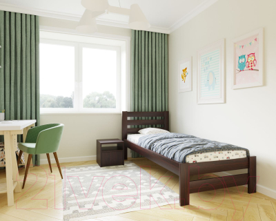 Односпальная кровать БАМА Массив Палермо 90x200 ольха (венге)