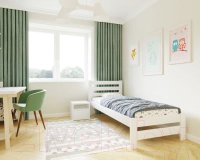 Односпальная кровать БАМА Массив Палермо 90x200 ольха (белый)