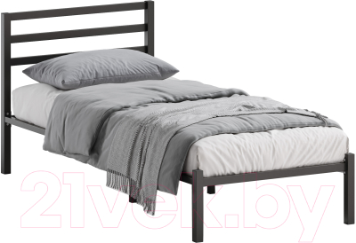 Односпальная кровать Домаклево Сталь 80x200 (черный) - фото