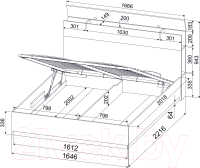 Двуспальная кровать Интерлиния Quartz QZ-К160 (белый платинум/бетон)