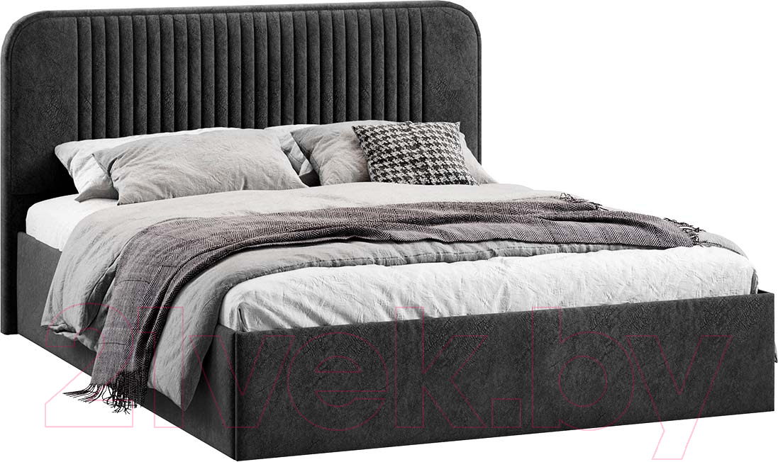 Двуспальная кровать ТриЯ Тиффани Тип 1 c ПМ 160x200 (микровелюр Jercy Graphite) - фото
