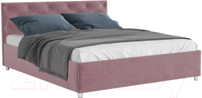 Полуторная кровать Mebel-Ars Классик 140 (велюр пудра/НВ-178/18) - фото