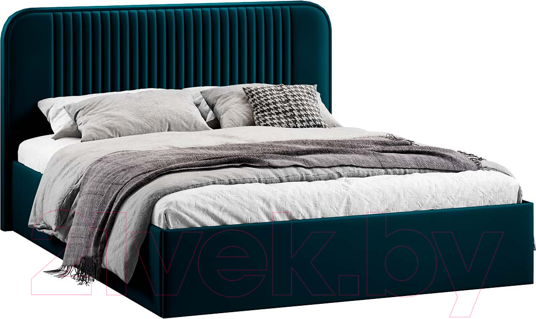 Двуспальная кровать ТриЯ Тиффани Тип 1 c ПМ 160x200 (велюр Confetti Izumrud) - фото