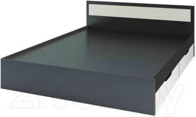 Полуторная кровать Стендмебель Гармония КР-605 140x200 (дуб белфорт/венге) - фото