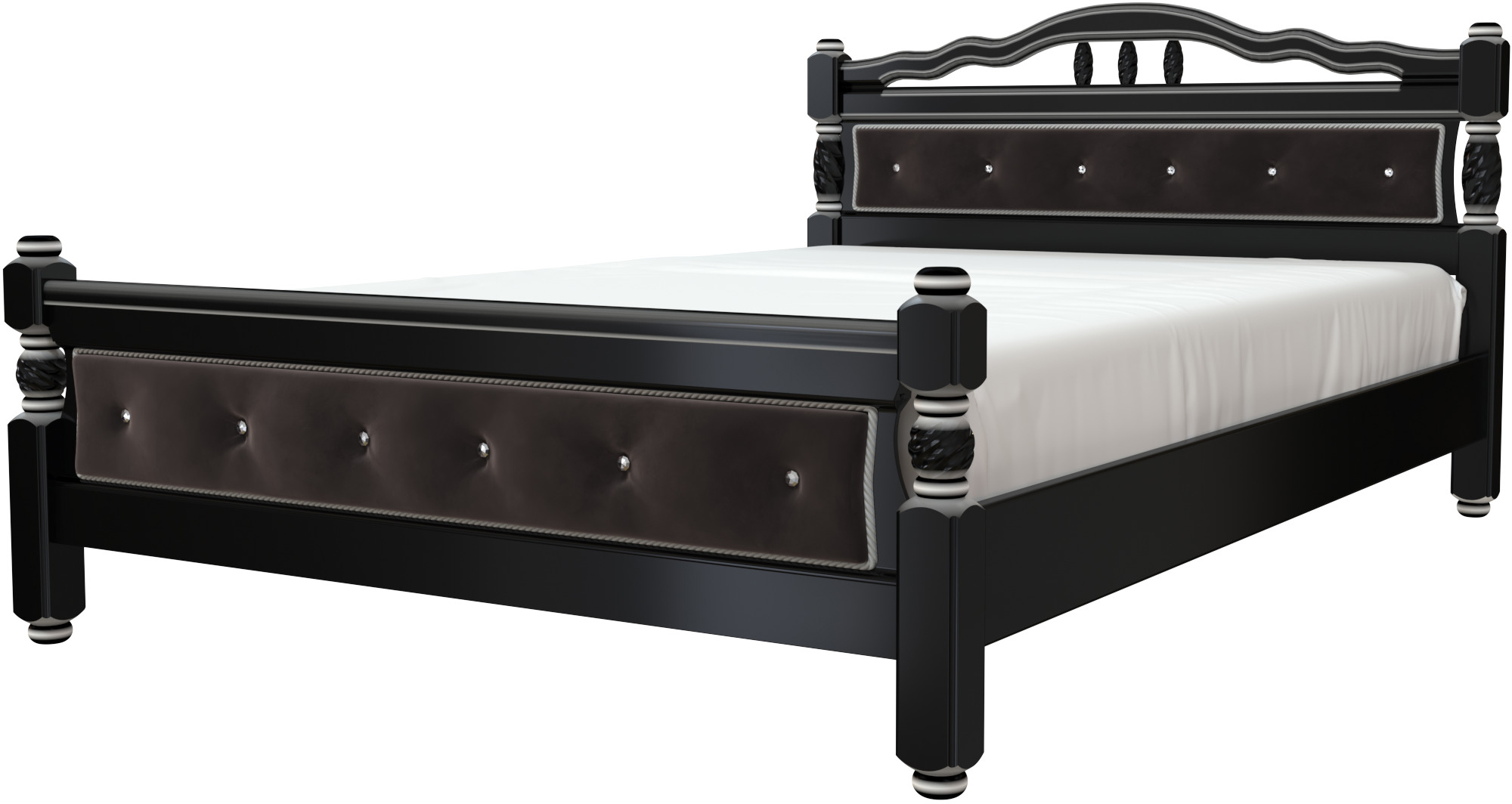 Каркас кровати Bravo Мебель Карина 11 140x200 (орех темный/экокожа с бриллиантом) - фото