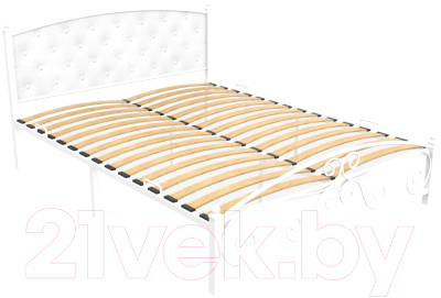 Двуспальная кровать Князев Мебель Бали БИ.160.200.Б (белый муар) - фото