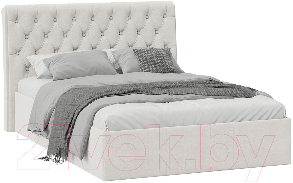 Полуторная кровать ТриЯ Скарлет универсальная тип 1 140x200 (велюр бежевый) - фото