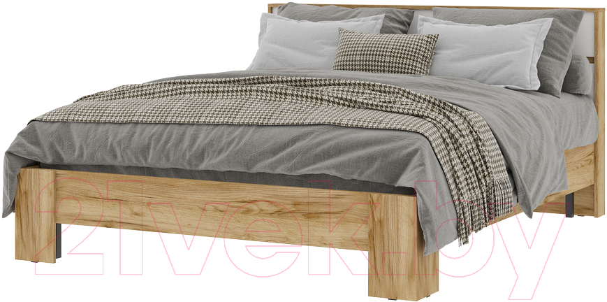 Двуспальная кровать Стендмебель Хелен КР 03 160x200 (белый/дуб крафт золотой) - фото