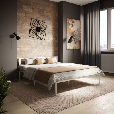 Полуторная кровать Князев Мебель Берта БА.120.200.Б (белый муар)