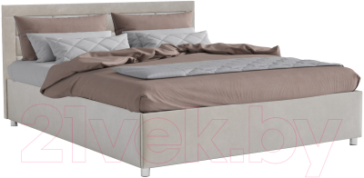 Полуторная кровать Mebel-Ars Версаль 140 (бархат бежевый/Star Velvet 6 Beige) - фото