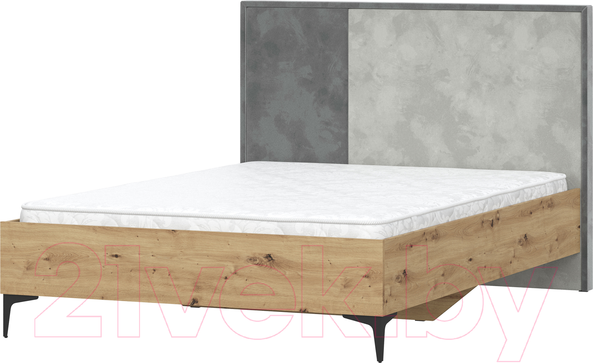Каркас кровати НК Мебель Нордик 160x200 / 71916991 (дуб артизан/велюр серый) - фото