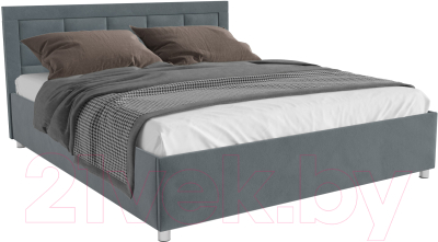 Двуспальная кровать Mebel-Ars Версаль 160 (велюр серо-синий/НВ-178/26) - фото