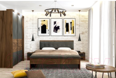 Каркас кровати Мебельград Глазго 160x200 (таксония/пегас грей/графит)