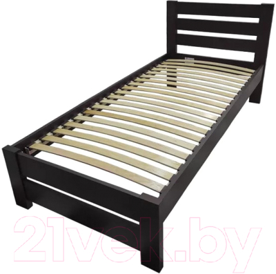 Односпальная кровать БАМА Массив Палермо 90x200 ольха (черный) - фото