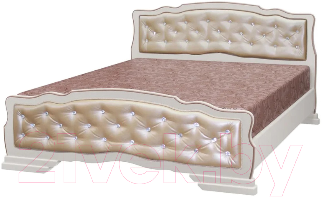 Каркас кровати Bravo Мебель Карина 10 160x200 (дуб молочный/экокожа светлая) - фото