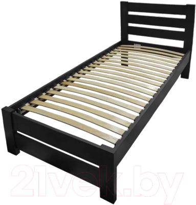 Полуторная кровать БАМА Массив Палермо 120x200 ольха (черный) - фото